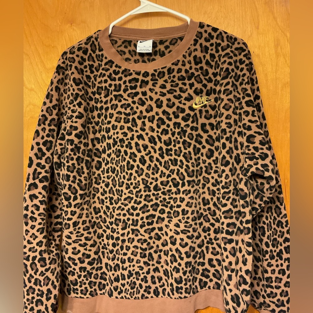 Nike Cheetah Print Crewneck in Brown and Black